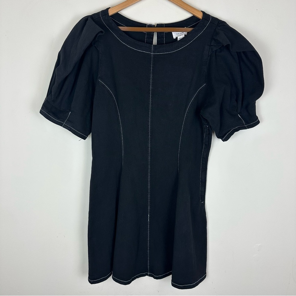 R.G. Kane Helena Black Mini Dress Puff Sleeve - Picture 2 of 11